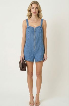 Modenaire Modenaire Denim Front Zip Pocket Romper