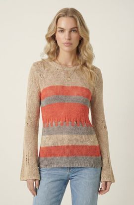 Modenaire Modenaire Distressed Stripe Knit Sweater