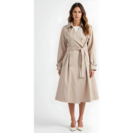 Modenaire Modenaire Double-Breasted Trench Coat with Belt