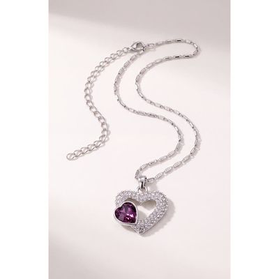 Modenaire Modenaire Double Heart Crystal Pendant Necklace