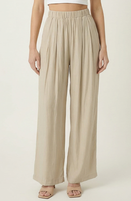 Modenaire Modenaire Elastic Waist Flowing Wide Leg Pants