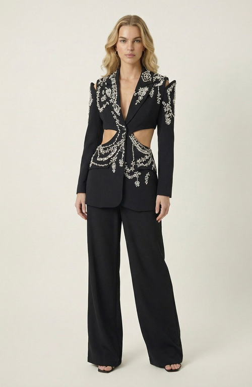 Modenaire Modenaire Embellished Cutout Blazer