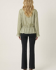Modenaire Modenaire Embroidered Ruffle Trim Blouse with Drawstring Waist and Flared Cuffs - 2