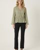 Modenaire Modenaire Embroidered Ruffle Trim Blouse with Drawstring Waist and Flared Cuffs - 3