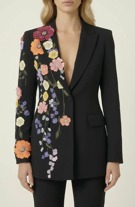 Modenaire Modenaire Floral Embroidered Blazer