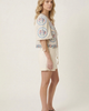 Modenaire Modenaire Floral Embroidered Tie Front Cropped Top - 3