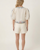 Modenaire Modenaire Floral Embroidered Tie Front Cropped Top - 4