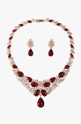 Modenaire Modenaire Floral Statement Necklace And Drop Earring Set