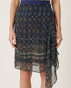 Modenaire Modenaire Geometric Print Chiffon Midi Skirt with Draped Asymmetric Side Panel - 1
