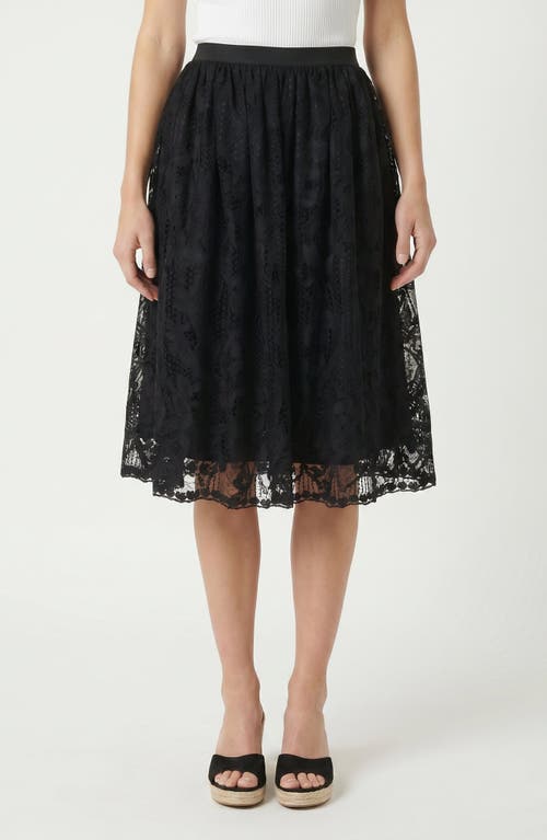 Modenaire Modenaire High-Waist Lace Overlay Sheer Hem Mini Skirt