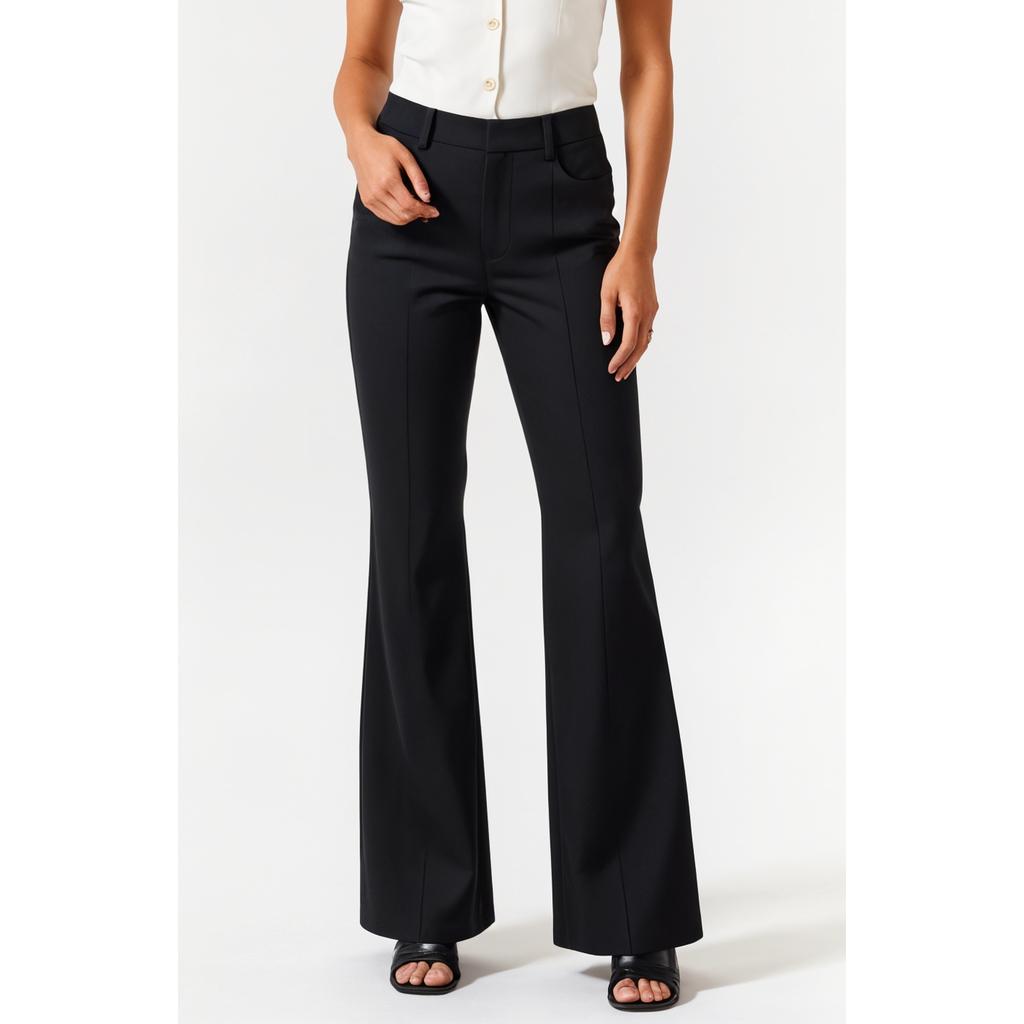 Modenaire Modenaire High-Waisted Wide-Leg Trousers with Tailored Fit and Pockets