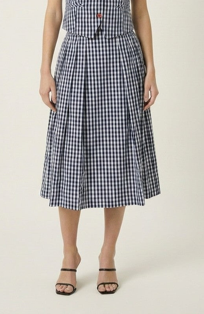 Modenaire Modenaire High Waist Pleated Gingham Skirt