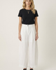 Modenaire Modenaire High Waist Wide Leg Pants with Pleats and Ruffle Trim Hems - 4