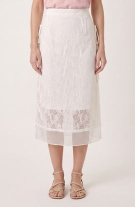 Modenaire Modenaire Lace Layered Skirt With Tie Waist