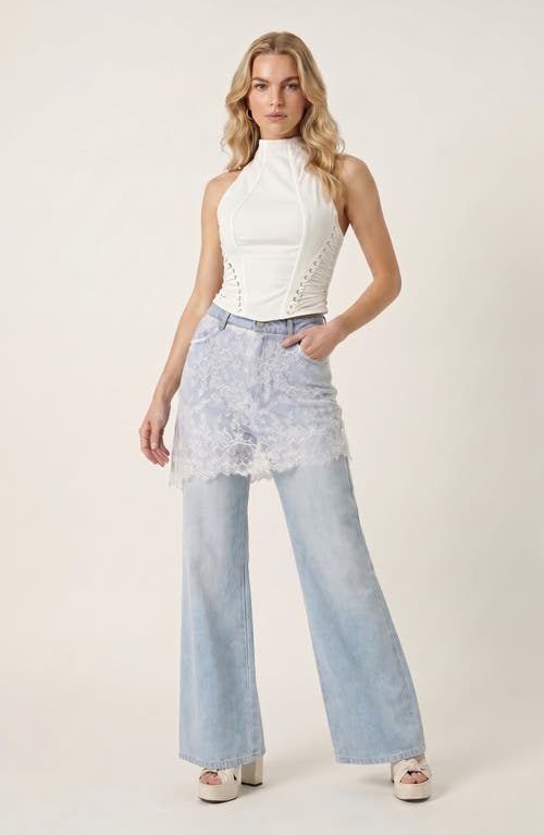 Modenaire Modenaire Lace Skirt Overlay Wide Leg Pants