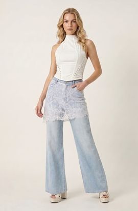 Modenaire Modenaire Lace Skirt Overlay Wide Leg Pants