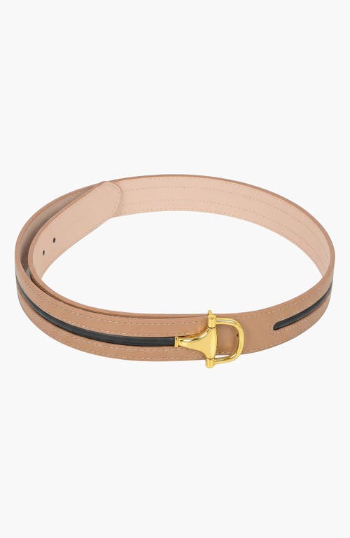 Modenaire Modenaire Leather Belt with D Buckle and Contrast Edge Detail