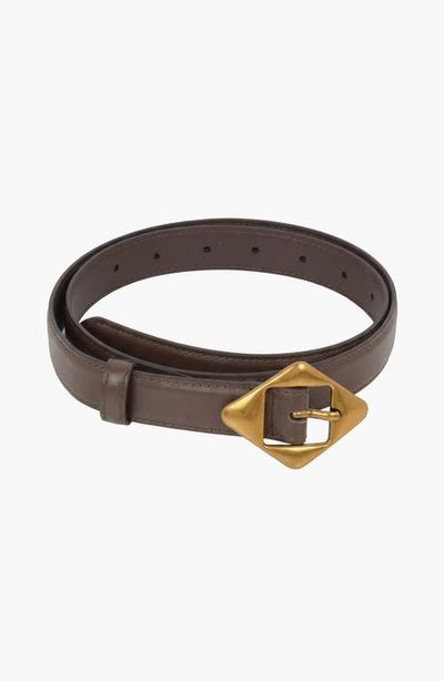 Modenaire Modenaire Leather Belt with Geometric Buckle
