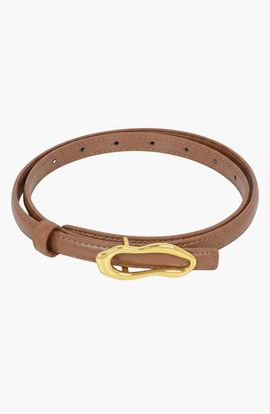 Modenaire Modenaire Leather Belt with Sculptural Buckle Detail