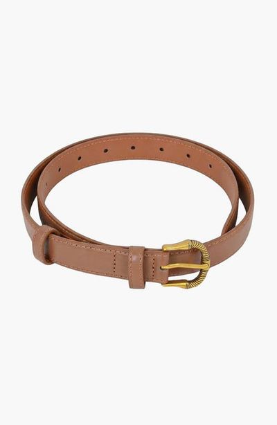 Modenaire Modenaire Leather Belt with Textured Buckle and Classic Profile