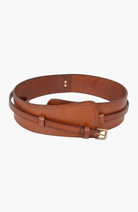 Modenaire Modenaire Leather Waist Belt with Layered Strap and Buckle