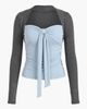 Modenaire Modenaire Long Sleeve Ruched Tie Front Top - 5