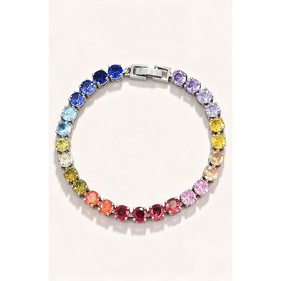 Modenaire Modenaire Oval Crystal Tennis Bracelet With Faceted Stones