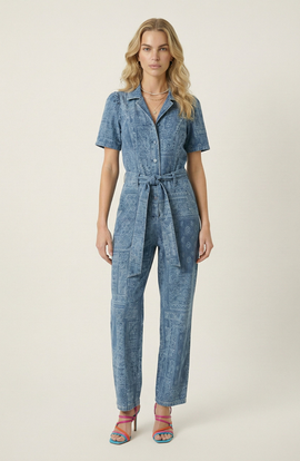 Modenaire Modenaire Paisley Print Belted Button-Front Jumpsuit