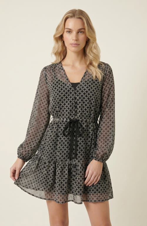 Modenaire Modenaire Polka Dot Embroidered Lace V-Neck Tie Waist Dress