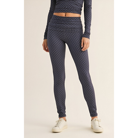 Modenaire Modenaire Polka Dot Print High Waist Full-Length Leggings with Wide Waistband