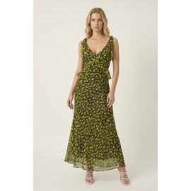 Modenaire Modenaire Polka Dot Ruffle Midi Dress with Tie Shoulder Straps