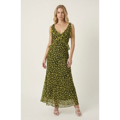Modenaire Modenaire Polka Dot Ruffle Midi Dress with Tie Shoulder Straps