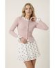 Modenaire Modenaire Ribbed Knit Two Piece Set with Ruffle Collar Cardigan and Polka Dot Skirt - 1
