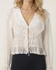 Modenaire Modenaire Ruffled Lace Trim Lightweight Tie Front Blouse - 1