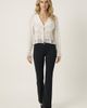 Modenaire Modenaire Ruffled Lace Trim Lightweight Tie Front Blouse - 2