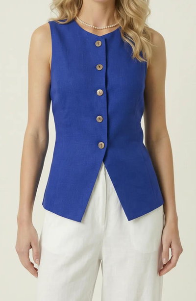 Modenaire Modenaire Sleeveless Asymmetrical Tailored Vest