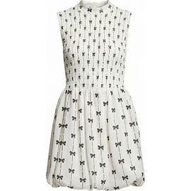 Modenaire Modenaire Sleeveless Bow Motif Smocked Mini Dress
