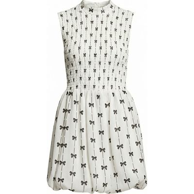 Modenaire Modenaire Sleeveless Bow Motif Smocked Mini Dress