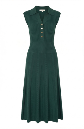 Modenaire Modenaire Sleeveless Collared Knit Midi Dress