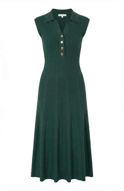 Modenaire Modenaire Sleeveless Collared Knit Midi Dress