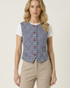 Modenaire Modenaire Sleeveless Gingham Button Front Top with Waist Tie - 1