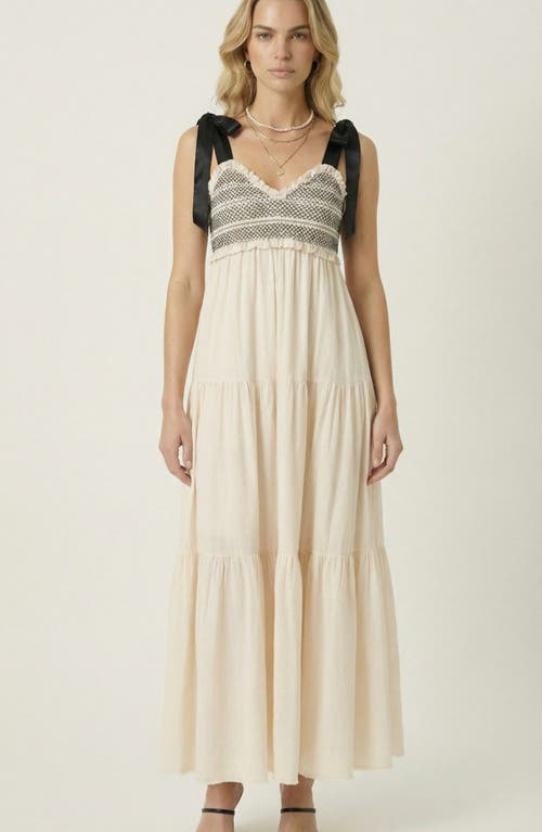 Modenaire Modenaire Smocked Lace-Trim Maxi Dress