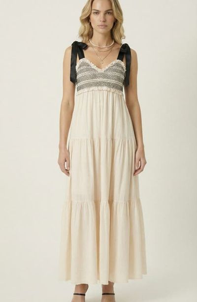 Modenaire Modenaire Smocked Lace-Trim Maxi Dress