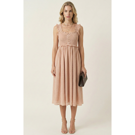 Modenaire Modenaire Smocked Ruffle Straps Midi Dress