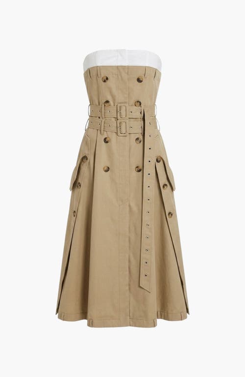 Modenaire Modenaire Strapless Trench Double Belt Detail Midi Dress
