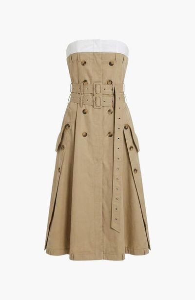 Modenaire Modenaire Strapless Trench Double Belt Detail Midi Dress