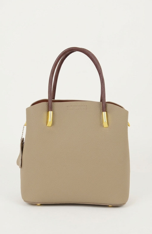 Modenaire Modenaire Structured Leather Tote with Contrast Handles and Crossbody Strap