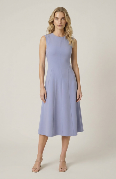 Modenaire Modenaire Structured Seaming Flared Skirt Sleeveless Midi Dress