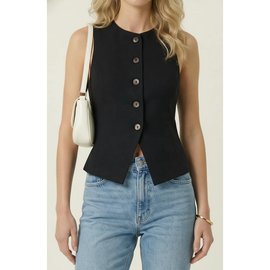 Modenaire Modenaire Tailored Sleeveless Button-Up Vest