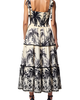 Modenaire Modenaire Tropical Print Tiered Midi Dress with Pom Trim and Smocked Bodice - 2
